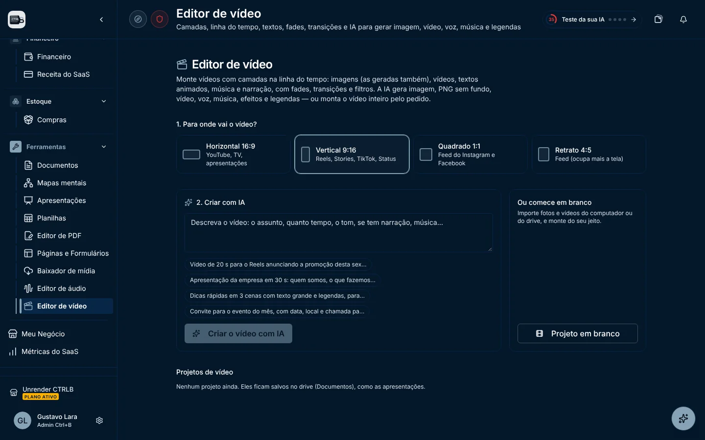 Print real do Editor de Vídeo do CTRLB